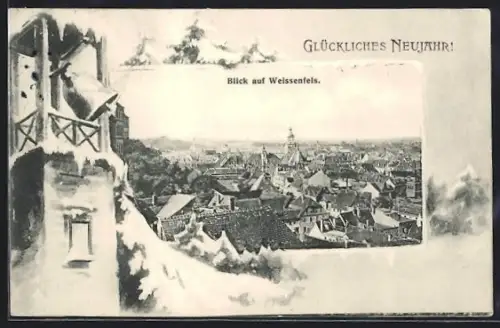 Grusskarten-AK Weissenfels, Teilansicht mit Kirche, Glockenturm