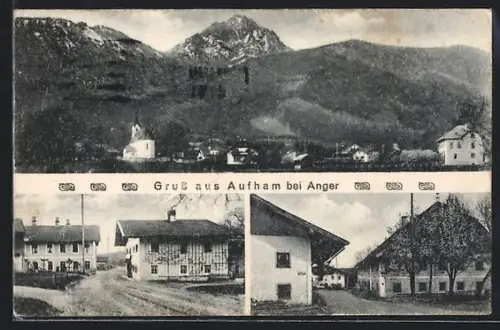 AK Aufham bei Anger, Teilansicht mit Kirche, Strassenpartie, Ortspartie