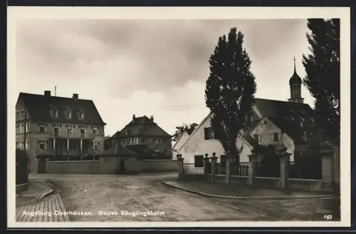 AK Augsburg-Oberhausen, Neues Säuglingsheim mit Kirche
