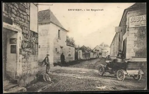 AK Savigny, Le Rosquinet avec rue et voiture ancienne
