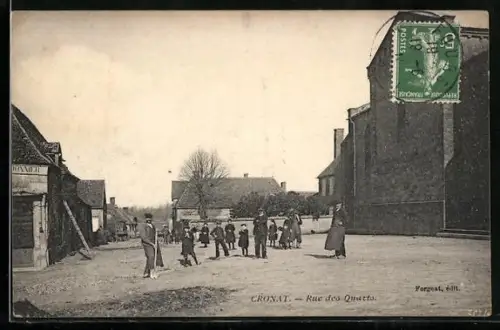 AK Cronat, Rue des Quettes avec des habitants et une scène de rue animée