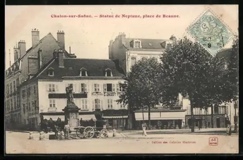 AK Chalon-sur-Saône, Statue de Neptune, place de Beaune