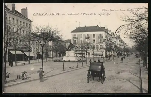 AK Chalon-sur-Saône, Boulevard et Place de la République