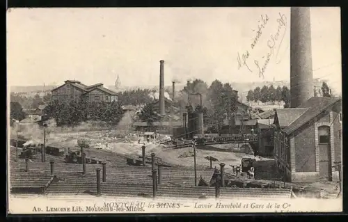 AK Montceau-les-Mines, Lavoir Humboldt et Gare de la Cie