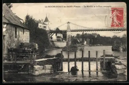 AK La Roche-Posay-les-Bains /Vienne, Le Moulin et le Pont suspendu