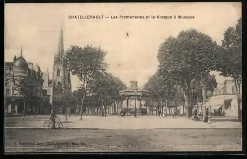 AK Châtellerault, Les Promenades et le Kiosque à Musique