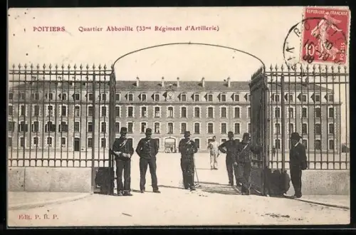 AK Poitiers, Quartier Aboville, 33e Régiment d`Artillerie