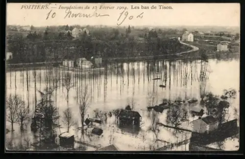 AK Poitiers, Inondations du 15 Février 1904, Les bas de Tison