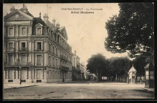 AK Chatellerault, La Promenade, Hôtel Moderne