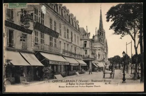 AK Châtellerault /Vienne, Boulevard Blossac et Église St-Jean-Baptiste