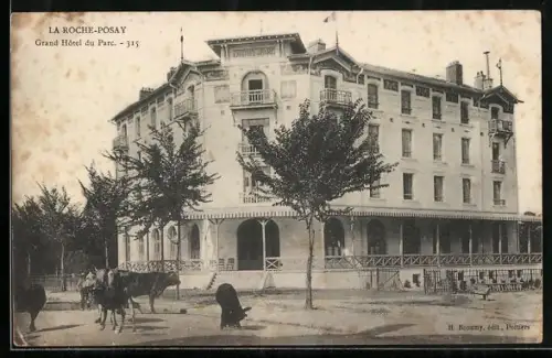 AK La Roche-Posay, Grand Hôtel du Parc avec scène rurale en avant-plan