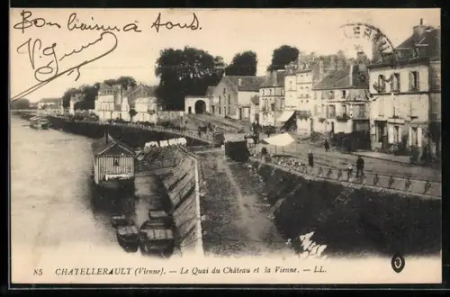 AK Chatellerault /Vienne, Le Quai du Château et la Vienne