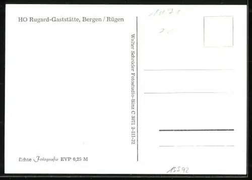 AK Bergen /Rügen, HO Rugard-Gaststätte, Innenansicht