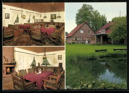 AK Bomlitz, Bommelsen, De Bommelser Kaffestuv, Gasthaus, Inh. Katharina Schlüter, Innenansichten, Gartenteich