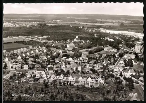 AK Bomlitz /Han., Luftbild des Ortes mit Kirche