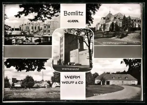 AK Bomlitz /Hann., Werk Wolff & Co, Werksanlage, Verwaltungsgebäude, Villa Wolff