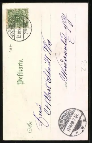 AK Junge Frau wirft einen Brief ein