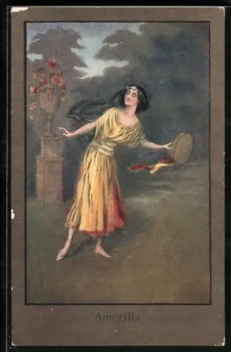 AK Tanzende Amorilla mit Tambourin