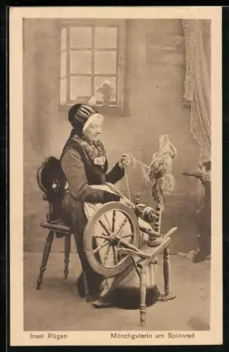 AK Insel Rügen, Mönchguterin am Spinnrad