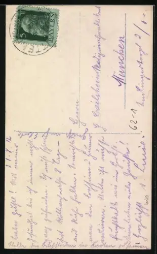 AK Fräulein mit Taube am Buchstaben R