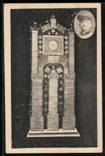 AK Kunstuhr aus Strohhalmen von Eisenbahner Aug. Lehrke, Goslar a. H.