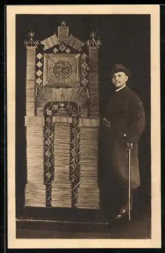 AK Goslar, Kunstuhr aus Strohhalmen gefertigt v. A. Lehrke