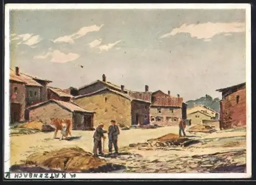 Künstler-AK Ittersdorf, Im Vorglände des Westwalls