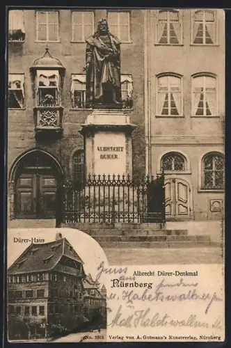 AK Nürnberg, Albrecht Dürer-Denkmal und Dürer-Haus