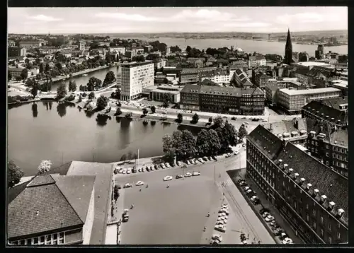 AK Kiel, Blick vom Rathausturm auf Innenstadt und Förde