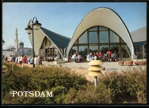 AK Potsdam, Café Seerose und Moschee mit Gästen