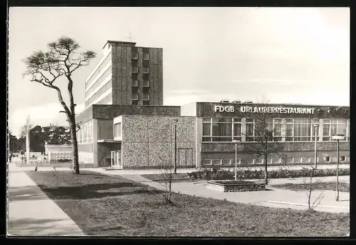 AK Binz /Rügen, FDGB-Erholungsheim Arkona und Restaurant Rügen