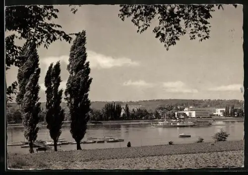 AK Bonn, Bundeshaus mit Rheinansicht