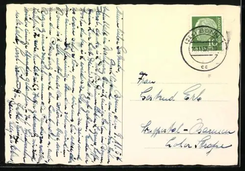 AK Bonn, Bundeshaus mit Rheinansicht