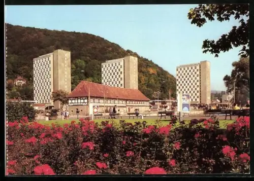 AK Suhl / Thür., Waffenmuseum und Hochhäuser