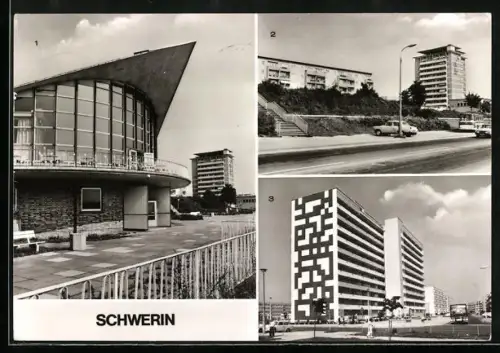 AK Schwerin, HO-Gaststätte Panorama, Hochhaus am Lambrechtsgrund, Neubaugebiet Weststadt