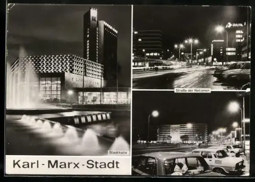AK Karl-Marx-Stadt, Stadthalle, Strasse der Nationen