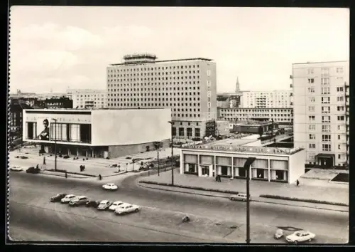 AK Berlin, Karl-Marx-Allee mit Mokka Milch und Eis-Bar