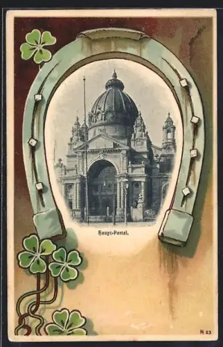 AK Dresden, Deutsche Bau-Ausstellung 1900, Haupt-Portal