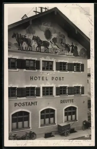 Foto-AK Reutte, Hotel Post und Postamt