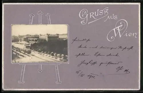 Präge-AK Wien, Parlament, Staffelei-Passepartout