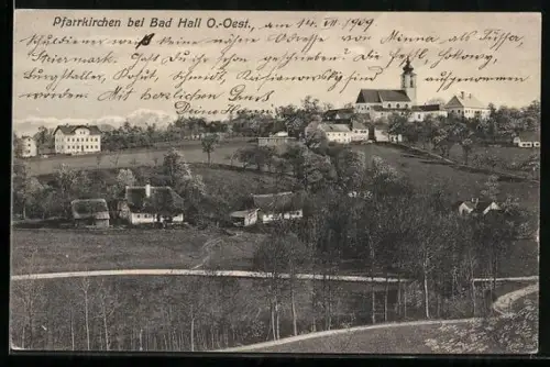 AK Pfarrkirchen bei Bad Hall, Panorama mit Kirche