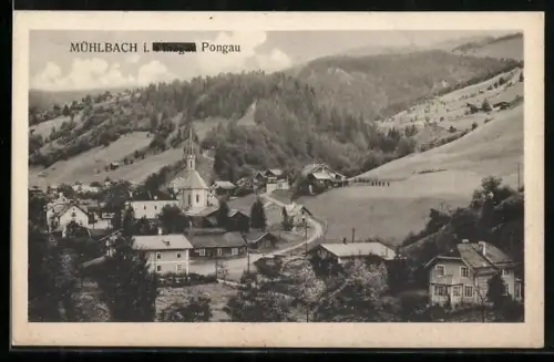 AK Mühlbach i. Pongau, Panorama mit Kirche
