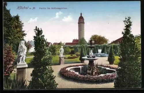 AK Höchst a. M., Partie im Schlossgarten