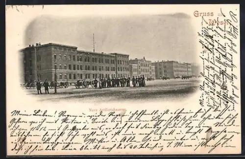 AK Wesel / Rhein, Neue Artilleriekaserne mit Soldaten