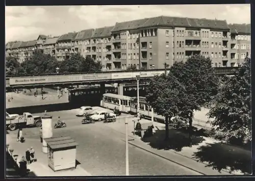 AK Berlin-Prenzlauer Berg, Bornholmer Strasse mit Strassenbahn