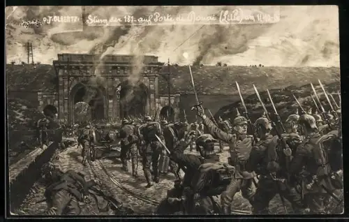 Künstler-AK O. J. Olbertz: Sturm der 181. auf Porte de Douai 1914