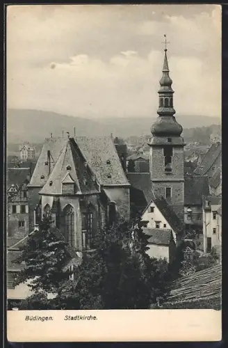 AK Büdingen / Hessen, Teilansicht mit Stadtkirche
