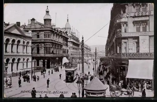 AK Belfast, Royal Avenue, Strassenbahn