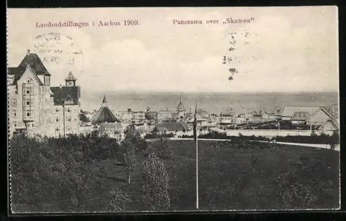 AK Aarhus, Landsutstillingen 1909, Panorama over Skansen