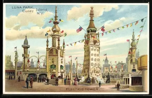 Lithographie Coney Island, N.Y., Luna Park